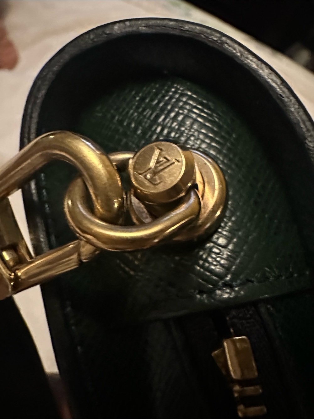 Louis Vuitton Dark Green Epi Leather clutch  Gold Hardware